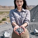 Woman holding natural mineral stones in an open landscape, representing zinc oxide as a mineral-based ORY Skincare ingredient known for skin protection and soothing benefits.