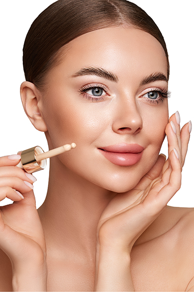 beauty_photoshoot_-serum_normal_skin Woman applying hydrating facial serum — lightweight nourishing serum for normal skin by ORY Skincare.