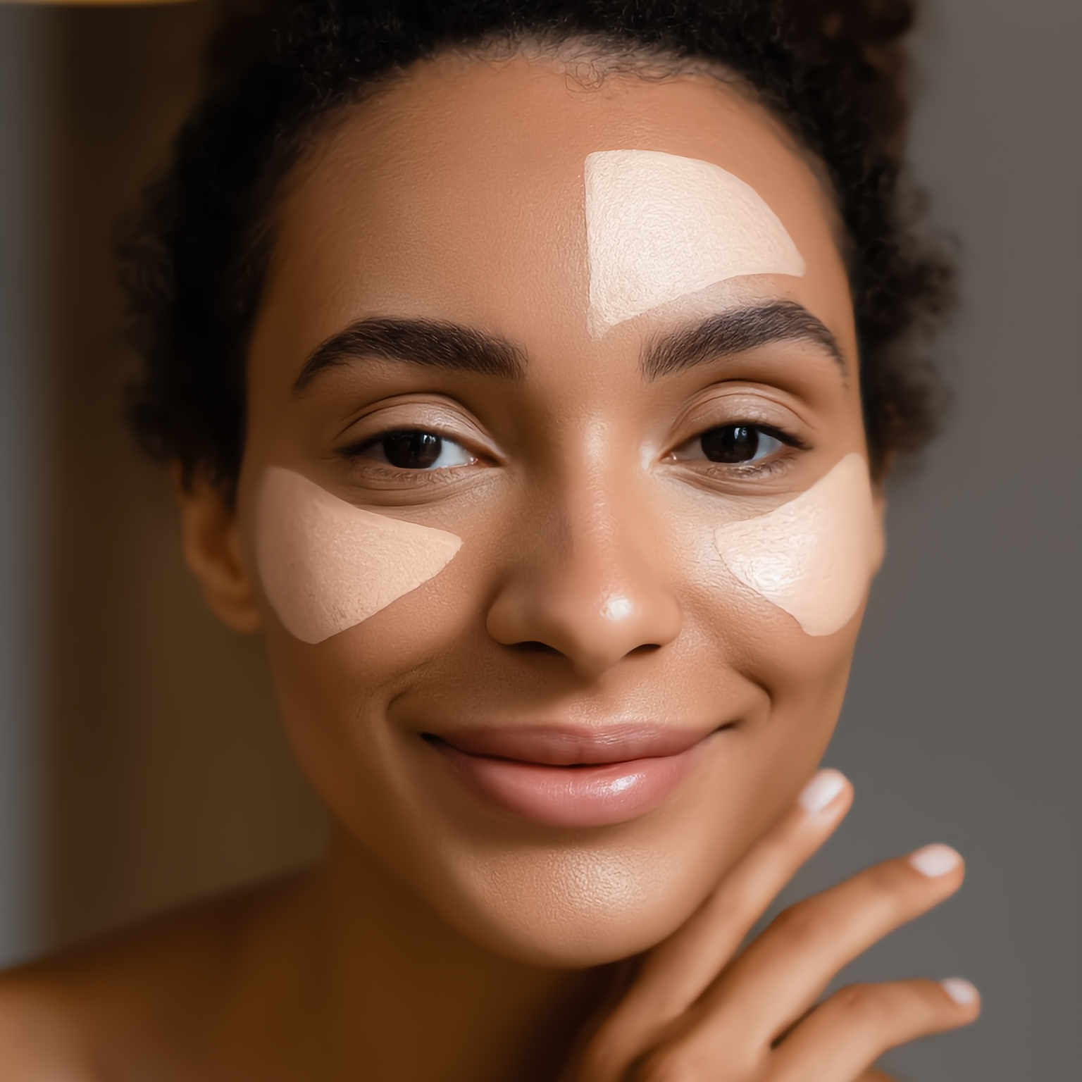 Woman with combination skin applying moisturizer to T-zone and cheeks — ORY Skincare balancing botanical skincare for combination skin.