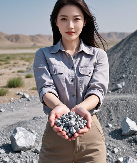 Woman holding natural mineral stones in an open landscape, representing zinc oxide as a mineral-based ORY Skincare ingredient known for skin protection and soothing benefits.